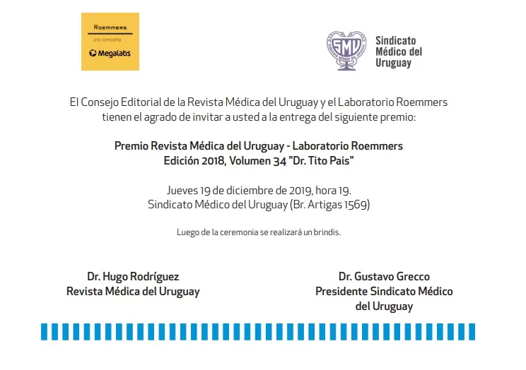 Premio Revista Médica del Uruguay-Laboratorio Roemmers edición 2018